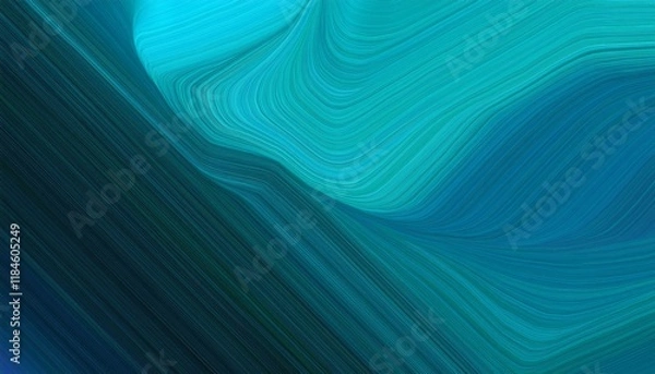 Fototapeta curved speed lines background or backdrop with dark cyan medium turquoise and very dark blue colors good as wallpaper