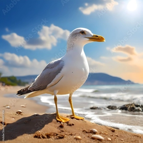 Fototapeta seagull on the beach