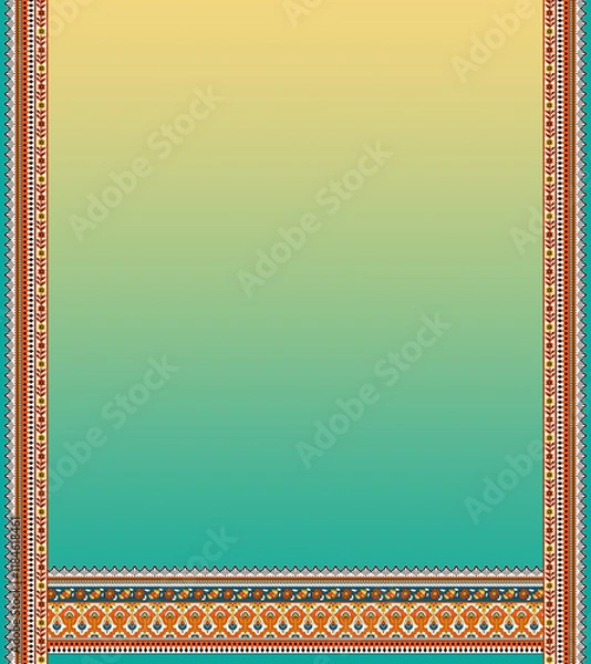 Fototapeta digital designs,mughal motifs,embroidery neck,miniature,modern,high resolution,digital motifs,seamless,wallpapers,elegance,manually traced,mughal flowers,paisely motifs,geomatric boarder,corner