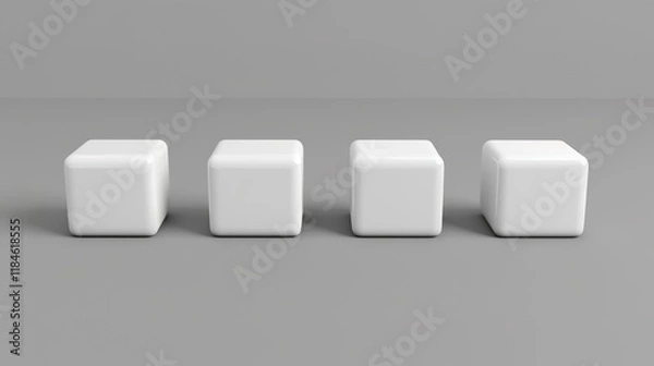 Fototapeta Four White Cubes in a Row