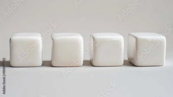 Fototapeta Four White Cubes in a Row