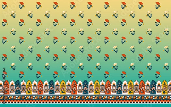 Fototapeta digital designs,mughal motifs,embroidery neck,miniature,modern,high resolution,digital motifs,seamless,wallpapers,elegance,manually traced,mughal flowers,paisely motifs,geomatric boarder,corner