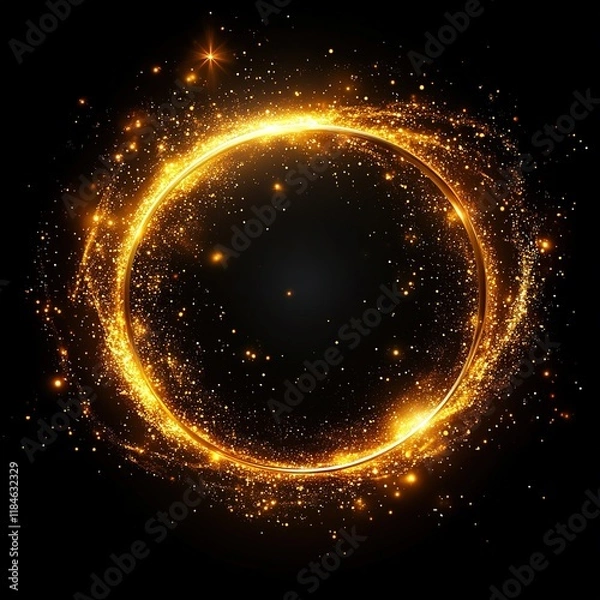 Fototapeta A glowing circular design with sparkling particles, creating a mystical and enchanting atmosphere.