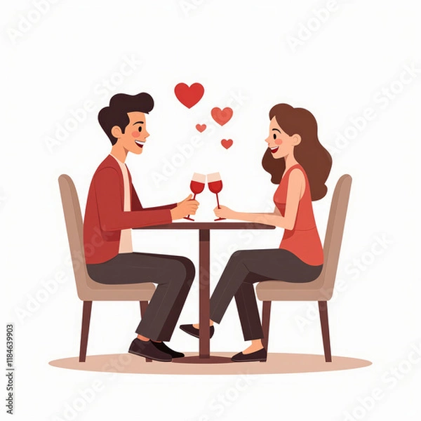 Fototapeta Couple on a Romantic Date Sitting at a Table