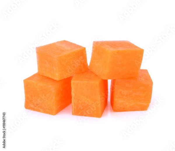 Fototapeta Carrot cube isolated on white background