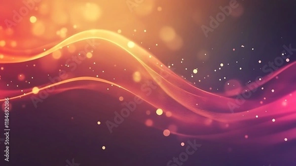 Fototapeta Abstract Red Orange Wave With Glowing Particles