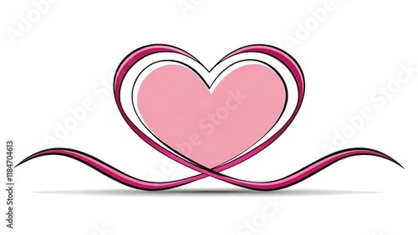 Obraz a pink heart glossy finish