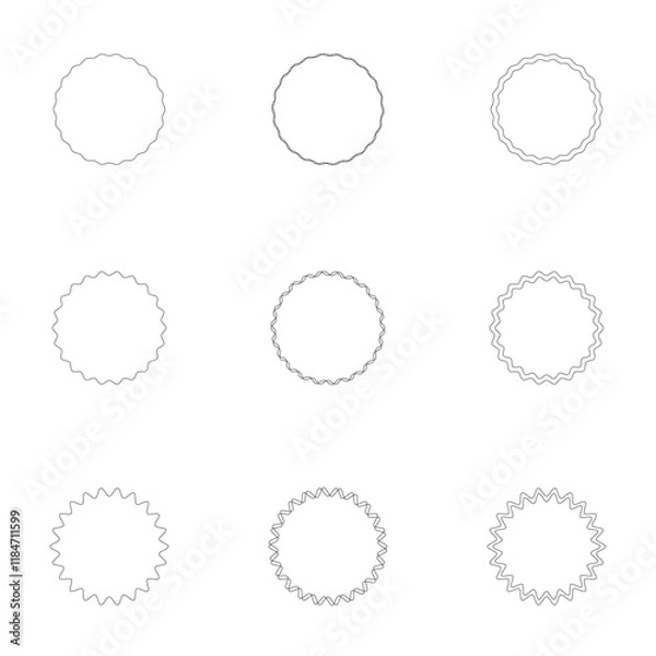 Fototapeta Set of circles, frames and logos with arrangements. Lines and designs, vector illustrations.