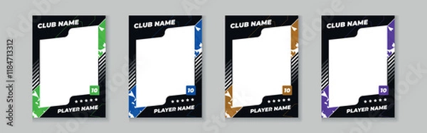 Fototapeta Set for player trading card template, Photo frame and border collection for soccer, hockey, volleyball, and basketball players, Sport flyer layout design, Template eps 10.