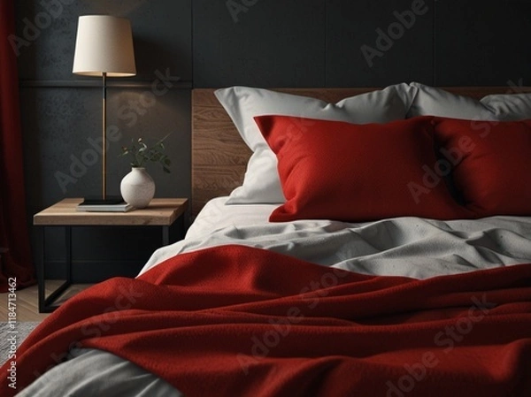 Fototapeta bed in hotel room