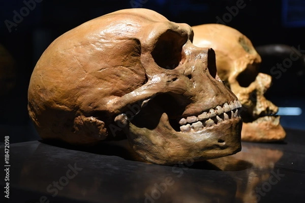 Fototapeta Neanderthal vs human skull