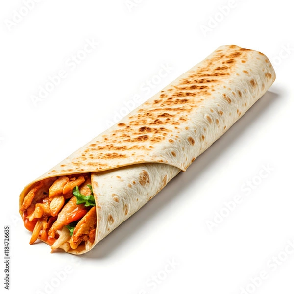 Fototapeta Grilled Chicken Wrap with Fresh Vegetables and Tasty Filling