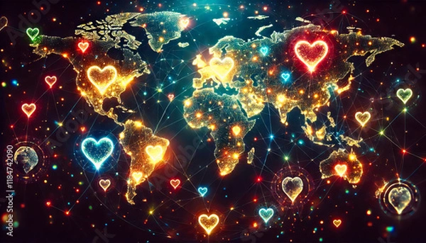 Obraz Global Love: A Radiant Map of Connection