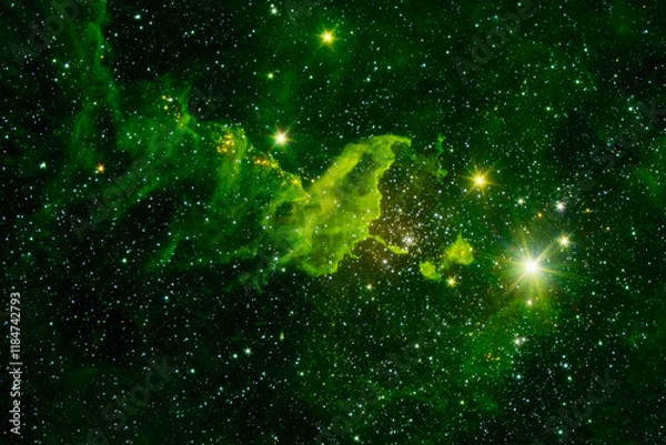 Fototapeta Beautiful green space nebula. Elements of this image furnished by NASA