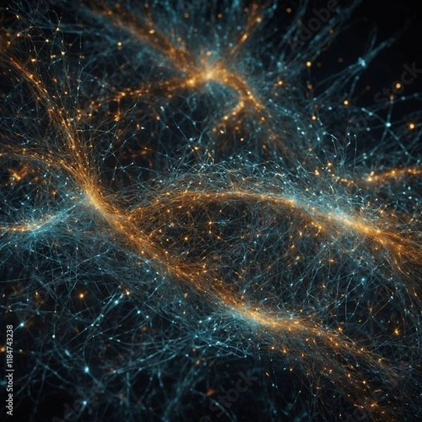Obraz Quantum entanglement visualized as particles communicating across distances.