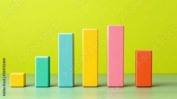 Fototapeta A modern bar graph displaying quarterly revenue growth, with vibrant bars and an elegant layout, symbolizing success in business finance.