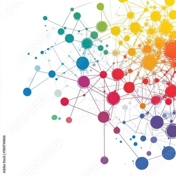 Fototapeta Abstract Network Rainbow Nodes Connections Visualization Graphic Design