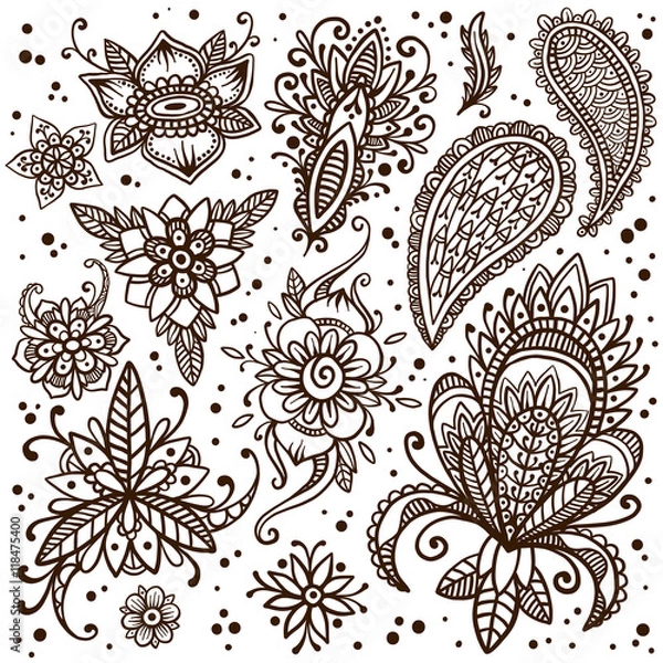 Fototapeta Mehndi elements vector set