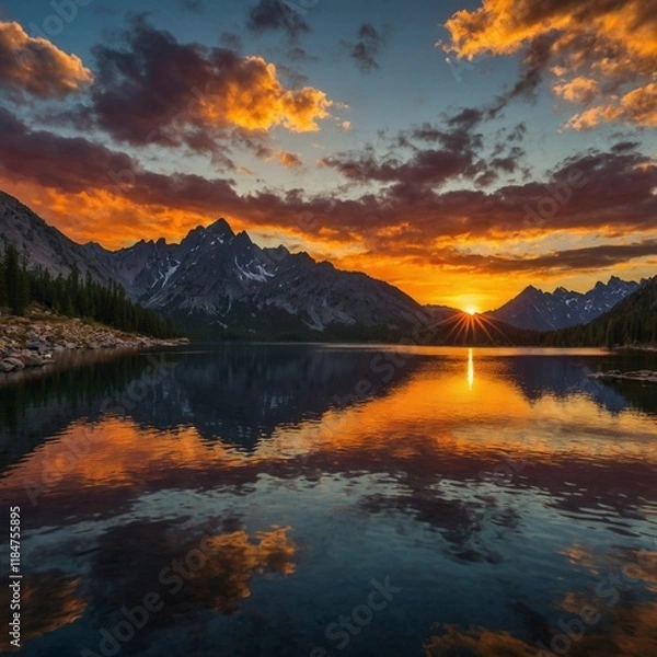 Obraz sunset in the mountains