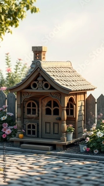 Obraz An adorable intricately crafted vintage wooden dog house.