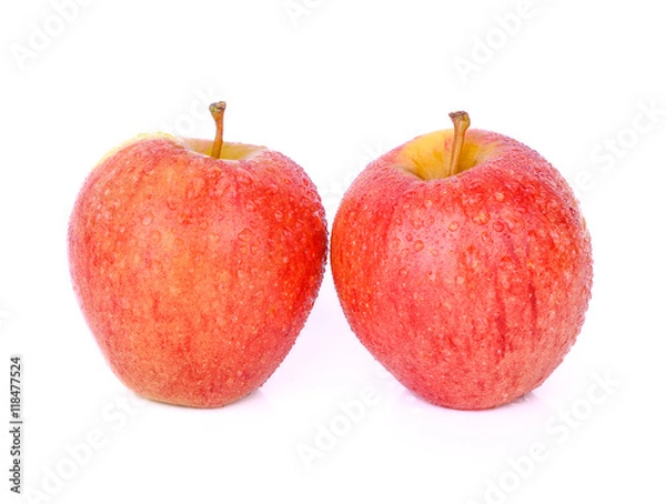 Fototapeta two red apple(sonya) with drop of water isolate on white