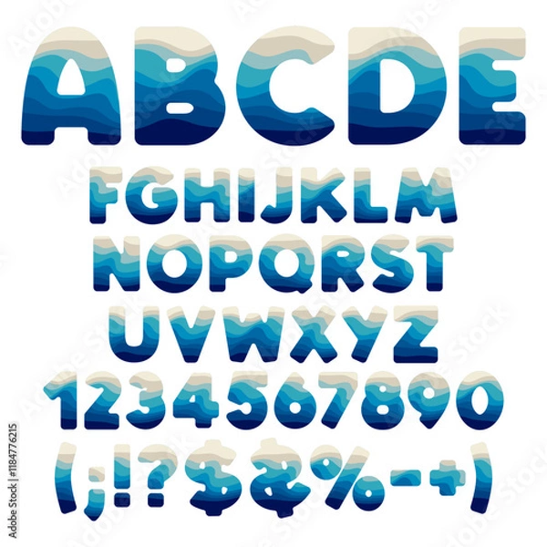 Obraz Alphabet, letter, number and sign from layers. Isolated vector objects on white background.