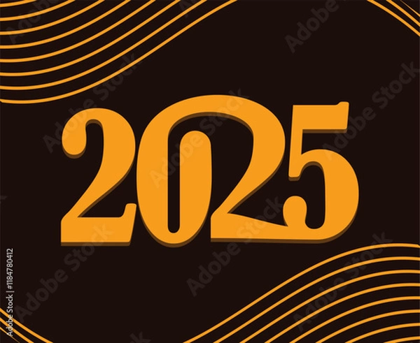Obraz 2025 Happy New Year Holiday Abstract Orange And Brown Isolated Elegant Design Vector Illustration
