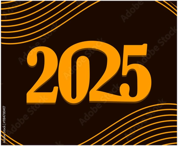 Obraz 2025 Happy New Year Holiday Abstract Orange And Brown Isolated Elegant Design Vector Illustration