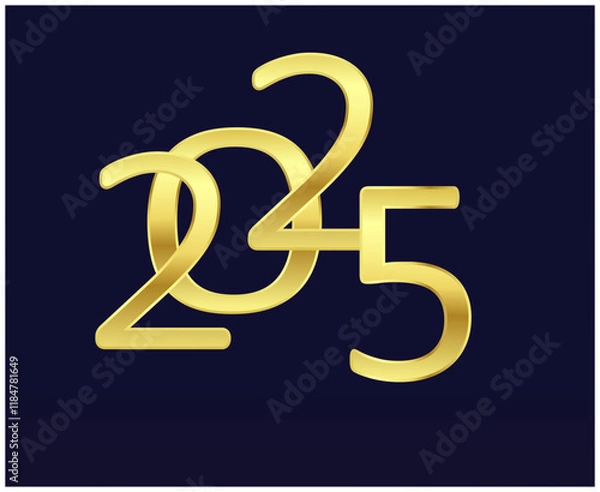 Obraz 2025 Happy New Year Abstract Gold Design Logo Symbol Vector Illustration