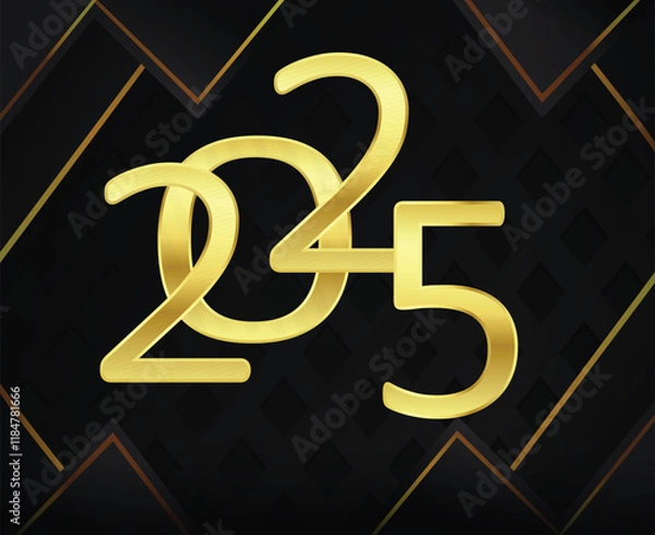 Obraz 2025 Happy New Year Abstract Gold Design Logo Symbol Vector Illustration