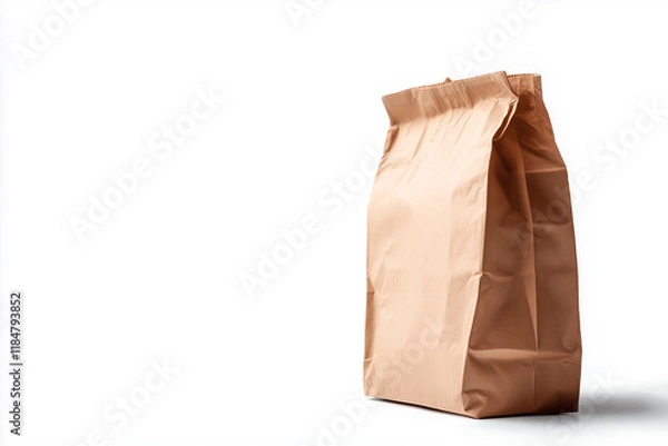 Fototapeta High quality closeup of grocery bag with food isolated on white background in png for cut out effect
