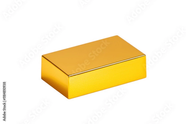 Fototapeta A shiny gold bar with smooth surface, symbolizing wealth and prosperity, isolated on transparency background. bar reflective quality highlights its luxurious appeal