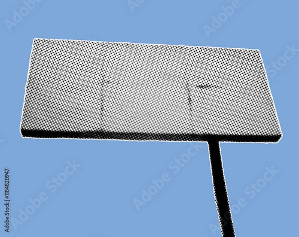 Fototapeta empty billboard pixelate grayscale color halftone dotted texture style collage element isolated on blue background