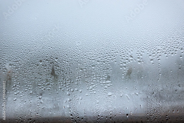 Obraz Close-up of fogged glass with many water drops. Background. Texture.