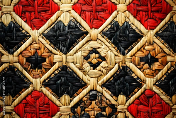 Fototapeta Taiwanese indigenous weaving pattern with natural motifs for cultural and artistic designs