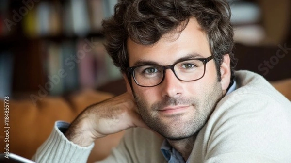 Obraz Professional Using Tablet to Present Statistics in Space