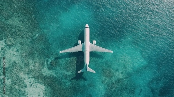 Obraz Airplane Ocean Aerial View