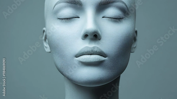 Fototapeta artificial intelligence concept featuring a realistic female robot face with futuristic humanoid design and robotic face technology
