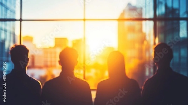 Fototapeta Team Focused on Presentation in Bright Boardroom