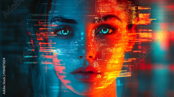 Fototapeta futuristic female robot face showcasing artificial intelligence concepts and humanoid robot design with advanced ai face technology
