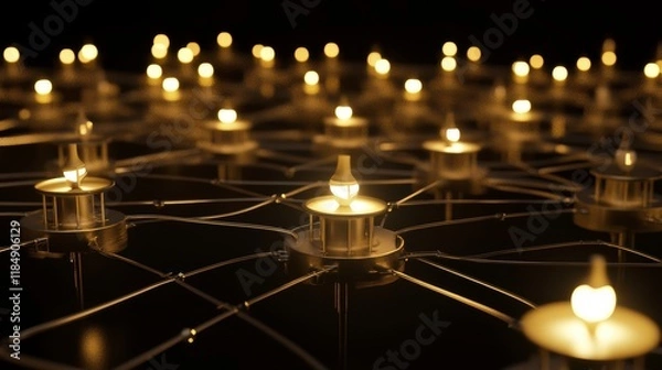 Fototapeta Intricate Network of Illuminated Structures: A Technological Masterpiece