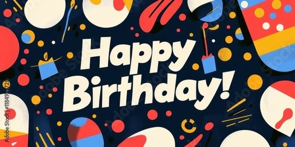 Obraz Happy Birthday Celebration Colorful Abstract Design