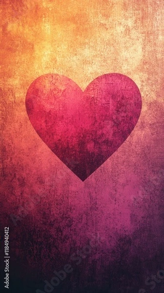 Fototapeta Textured red heart on a rustic gradient background with vintage tones