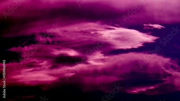 Obraz Cloudy sky background with clouds in dark pink color - abstract natural patterns of clouds. Topics: abstraction, air space, meteorology, atmosphere, wallpaper