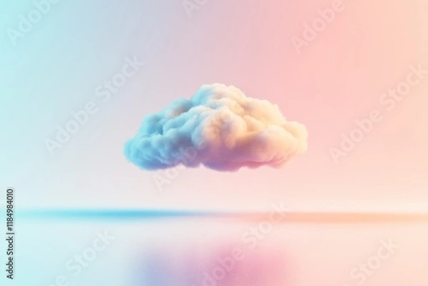 Fototapeta Single fluffy cloud floats in pastel sky