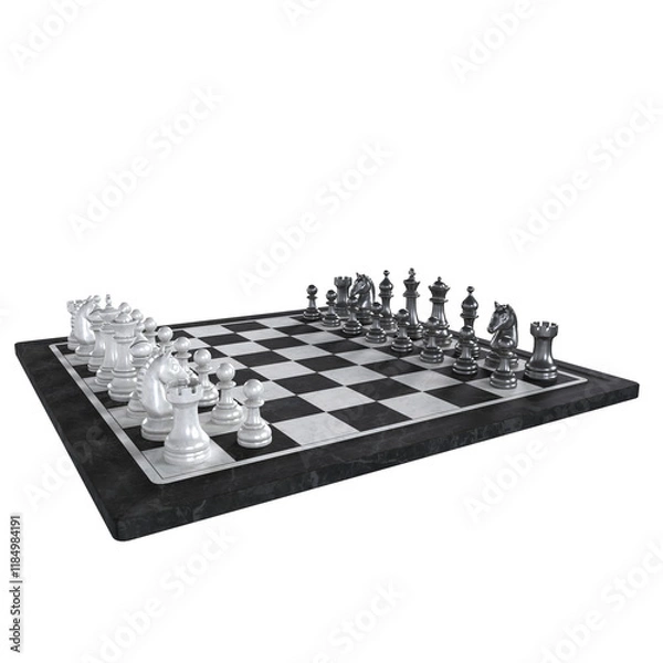 Obraz chess pieces on a chessboard isolated on transparent