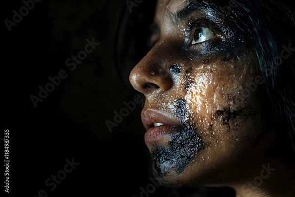 Obraz Victim of acid attack, with space for text