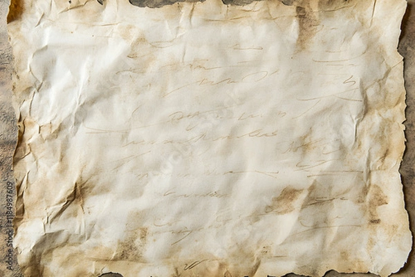 Obraz Vintage paper with handwritten script and aged textures for historical design elements