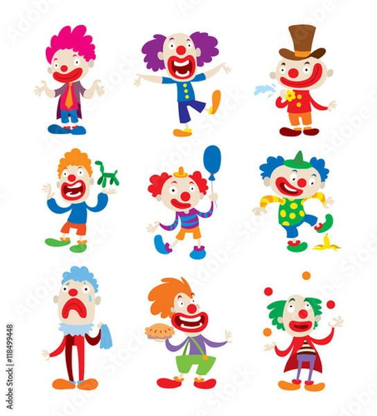 Obraz Clown character vector cartoon illustrations