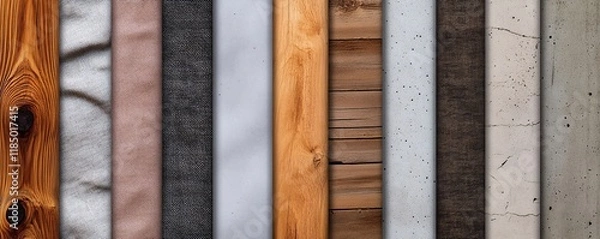 Obraz Collection of various material samples presenting textures of wood, fabric, concrete and planks
